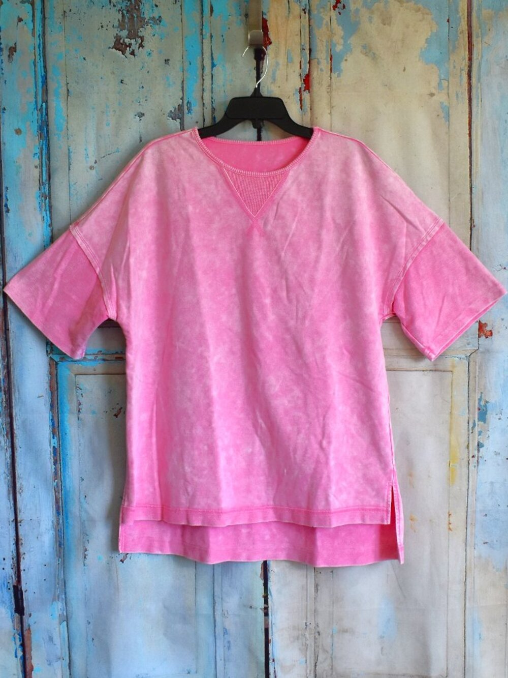 Women's Unbranded Pink Acid Wash Oversized Sweatshirt Mesh Top LARGE Pink